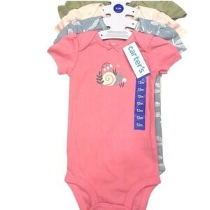 Carter's‎ Baby Girl 4-pack Body Suit Pink,Blue,Green 12M New with Tags